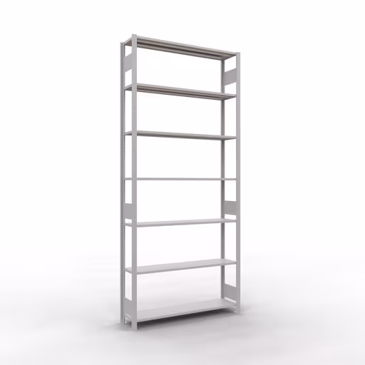 Grundregal, Fachbodenregal Stecksystem MULTIplus150, 3000 x 1300 x 300 mm (HxBxT), 7 Fachböden, Längenriegel, RAL 7035 lichtgrau aus der Kategorie Grundregal mit der Artikelnummer 32632-130-LR