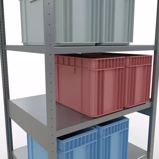 Abbildung Nr 13 des Artikels Grundregal, Fachbodenregal Stecksystem MULTIplus250, 2500 x 1000 x 800 mm (HxBxT), 6 Fachböden, Längenriegel, verzinkt aus der Produktgruppe Stecksystem von der Marke Schulte Lagertechnik