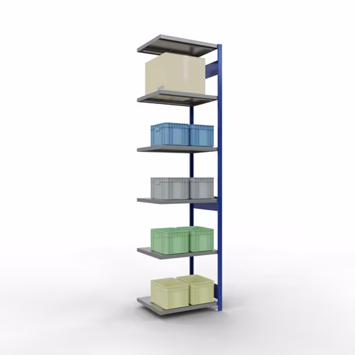 Abbildung Nr 12 des Artikels Anbauregal, Fachbodenregal Stecksystem MULTIplus250, 3000 x 750 x 600 mm (HxBxT), 7 Fachböden, Längenriegel, RAL 5010 enzianblau/verzinkt/verzinkt aus der Produktgruppe Stecksystem von der Marke Schulte Lagertechnik