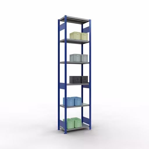 Abbildung Nr 12 des Artikels Grundregal, Fachbodenregal Stecksystem MULTIplus250, 3000 x 750 x 400 mm (HxBxT), 7 Fachböden, Längenriegel, RAL 5010 enzianblau/verzinkt/verzinkt aus der Produktgruppe Stecksystem von der Marke Schulte Lagertechnik
