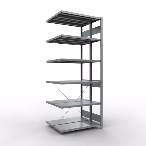 Anbauregal, Doppelregal, Fachbodenregal Stecksystem MULTIplus250, 2500 x 1000 x (2x400) mm (HxBxT), 2x6 Fachböden, Kreuzstrebe, verzinkt aus der Kategorie Doppelregale mit der Artikelnummer 14246-A