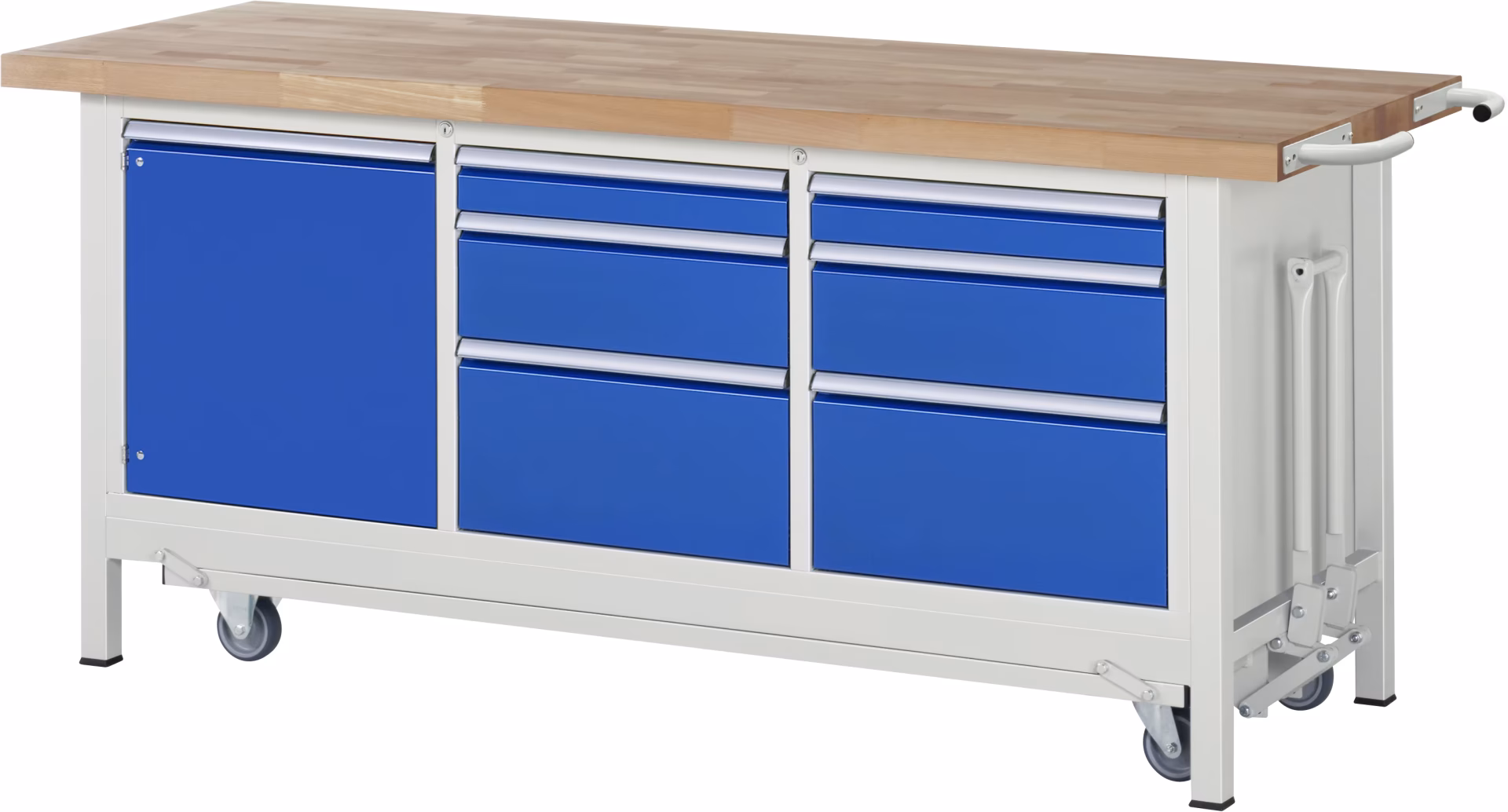 Werkbank mit Fahrgestell 8570, B2000xT700xH880mm, 6xSchublade-Teilauszug, 1xTür von Rau Werkbank mit Fahrgestell 8570, B2000xT700xH880mm, 6xSchublade-Teilauszug, 1xTür aus der Kategorie Werkbänke mit der Artikelnr. 05-8570A2-207B4F.11