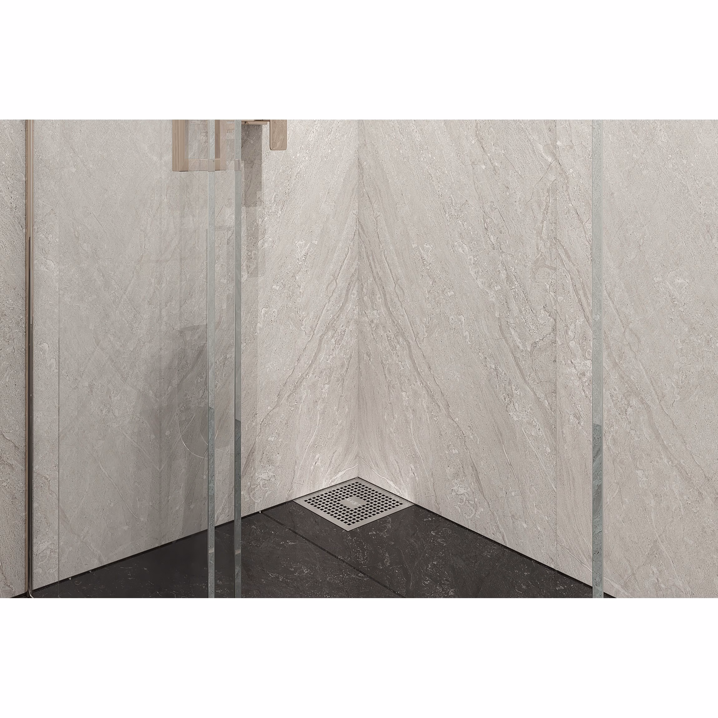 MERT Ablaufaufsatz 20x20cm Bodenablauf Design "KARE" komplett aus Edelstahl + PP