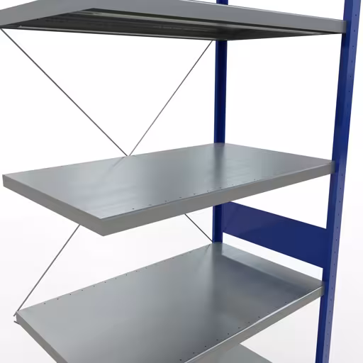 Abbildung Nr 15 des Artikels Anbauregal, Fachbodenregal Stecksystem MULTIplus330, 3000 x 1000 x 600 mm (HxBxT), 7 Fachböden, Kreuzstrebe, RAL 5010 enzianblau/verzinkt aus der Produktgruppe Stecksystem von der Marke Schulte Lagertechnik