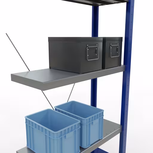 Abbildung Nr 7 des Artikels Anbauregal, Fachbodenregal Stecksystem MULTIplus250, 2000 x 750 x 300 mm (HxBxT), 5 Fachböden, Kreuzstrebe, RAL 5010 enzianblau/verzinkt/verzinkt aus der Produktgruppe Stecksystem von der Marke Schulte Lagertechnik