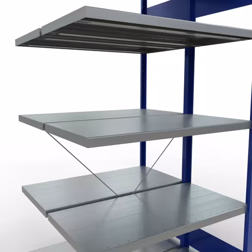 Abbildung Nr 14 des Artikels Anbauregal, Doppelregal, Fachbodenregal Stecksystem MULTIplus250, 2000 x 1000 x (2x500) mm (HxBxT), 2x5 Fachböden, Kreuzstrebe, RAL 5010 enzianblau aus der Produktgruppe Fachbodenregale von der Marke Schulte Lagertechnik