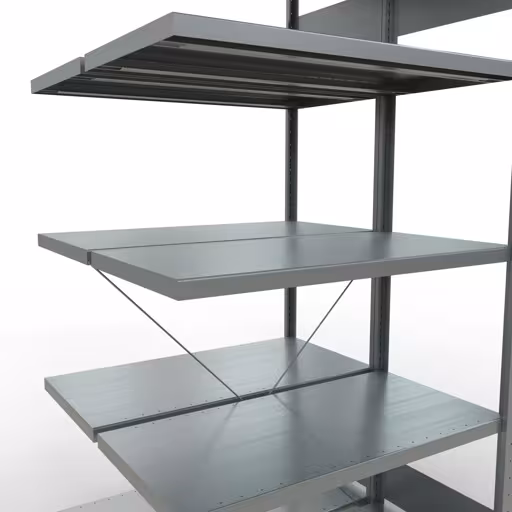 Anbauregal, Doppelregal, Fachbodenregal Stecksystem MULTIplus250, 2000 x 1000 x (2x500) mm (HxBxT), 2x5 Fachböden, Kreuzstrebe, verzinkt von Schulte Lagertechnik aus der Kategorie Fachbodenregale