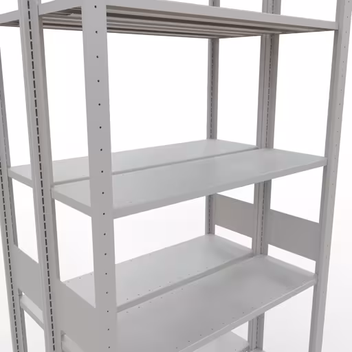 Produktbild Nr.7 des Artikels Grundregal, Doppelregal, Fachbodenregal Stecksystem MULTIplus150, 3000 x 1000 x (2x300) mm (HxBxT), 2x7 Fachböden, Längenriegel, RAL 7035 lichtgrau aus der Produktreihe Fachbodenregale von der Marke Schulte Lagertechnik