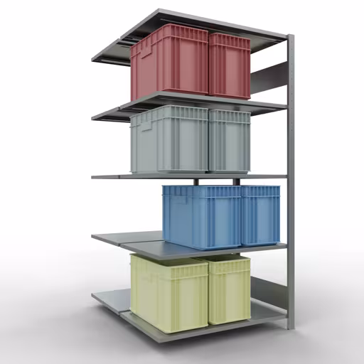 Abbildung Nr 12 des Artikels Anbauregal, Doppelregal, Fachbodenregal Stecksystem MULTIplus150, 2000 x 1000 x (2x600) mm (HxBxT), 2x5 Fachböden, Längenriegel, verzinkt aus der Produktgruppe Fachbodenregale von der Marke Schulte Lagertechnik