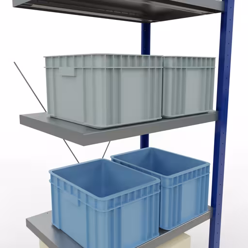 Abbildung Nr 15 des Artikels Anbauregal, Fachbodenregal Stecksystem MULTIplus250, 2000 x 750 x 500 mm (HxBxT), 5 Fachböden, Kreuzstrebe, RAL 5010 enzianblau/verzinkt/verzinkt aus der Produktgruppe Stecksystem von der Marke Schulte Lagertechnik