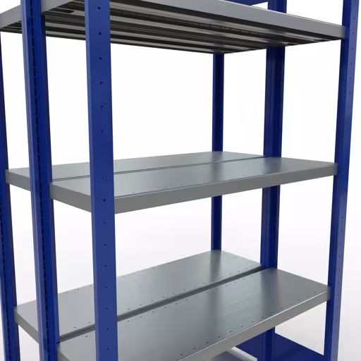 Grundregal, Doppelregal, Fachbodenregal Stecksystem MULTIplus250, 2000 x 1000 x (2x300) mm (HxBxT), 2x5 Fachböden, Längenriegel, RAL 5010 enzianblau von Schulte Lagertechnik aus der Kategorie Fachbodenregale