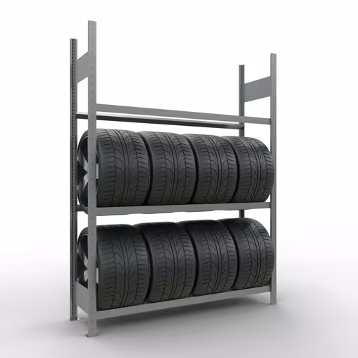 Grundregal, Räder-/Reifenregal, 2000 x 1500 x 400 mm (HxBxT), verzinkt, 3 Lagerebenen á 150 kg Fachlast pro Ebene von der Marke Schulte Lagertechnik aus der Produktreihe Fachbodenregale