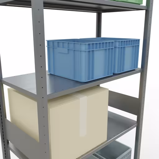 Abbildung Nr 10 des Artikels Grundregal, Fachbodenregal Stecksystem MULTIplus85, 3000 x 1000 x 500 mm (HxBxT), 7 Fachböden, Längenriegel, verzinkt aus der Produktgruppe Stecksystem von der Marke Schulte Lagertechnik