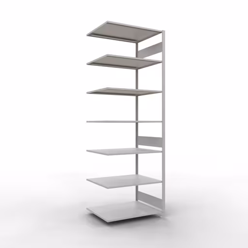 Anbauregal, Fachbodenregal Stecksystem MULTIplus150, 3000 x 1000 x 800 mm (HxBxT), 7 Fachböden, Längenriegel, RAL 7035 lichtgrau von Schulte Lagertechnik mit der Artikelnr. 32687-LR