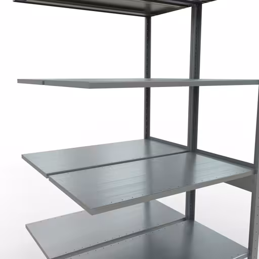 Abbildung Nr 16 des Artikels Anbauregal, Doppelregal, Fachbodenregal Stecksystem MULTIplus150, 2500 x 1000 x (2x500) mm (HxBxT), 2x6 Fachböden, Längenriegel, verzinkt aus der Produktgruppe Fachbodenregale von der Marke Schulte Lagertechnik