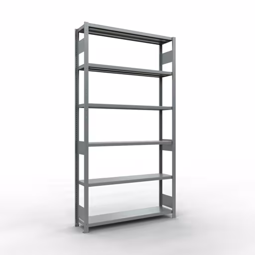 Grundregal, Fachbodenregal Stecksystem MULTIplus250, 2500 x 1300 x 300 mm (HxBxT), 6 Fachböden, Längenriegel, verzinkt aus der Kategorie Grundregal mit der Artikelnummer 12931-130-LR