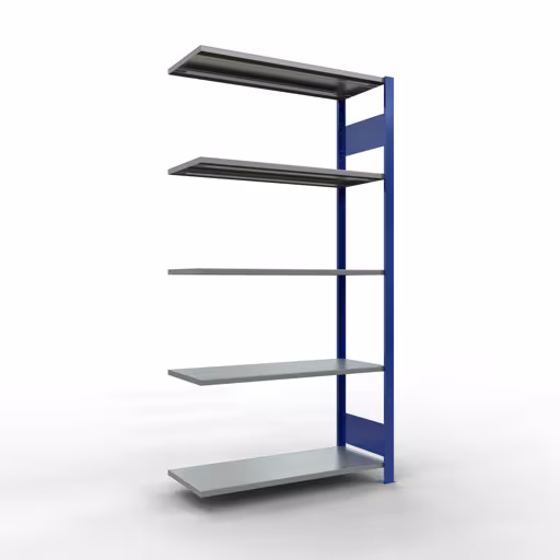 Anbauregal, Fachbodenregal Stecksystem MULTIplus85, 2000 x 1000 x 400 mm (HxBxT), 5 Fachböden, Längenriegel, RAL 5010 enzianblau aus der Kategorie Anbauregal mit der Artikelnummer 13145-LR-B