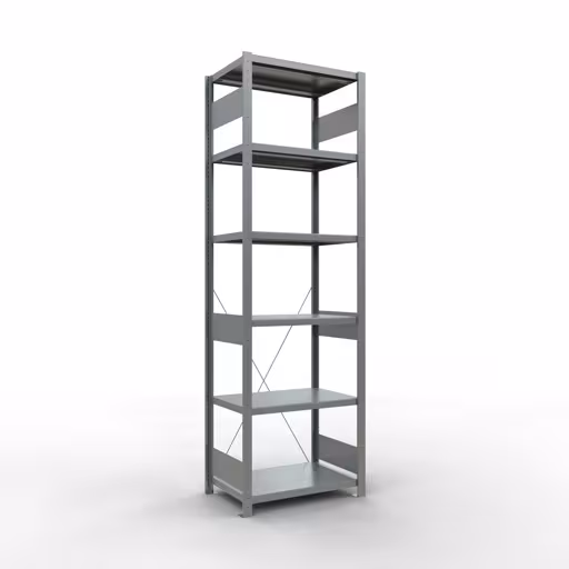 Grundregal, Fachbodenregal Stecksystem MULTIplus250, 2500 x 750 x 500 mm (HxBxT), 6 Fachböden, Kreuzstrebe, verzinkt aus der Kategorie Grundregal mit der Artikelnummer 12951-75