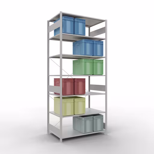 Andere Ansicht des Artikels Stecksystem Grundregal 3000x1300x800 mm, Typ 150 kg, lichtgrau Andere Ansicht des Artikels Stecksystem Grundregal 3000x1300x800 mm, Typ 150 kg, lichtgrau aus der Kategorie Stecksystem