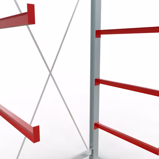 Produktbild Nr 12 des Artikels K 6000 Komplettregal, einseitig, 3000 x 1500 x 1000 mm, RAL 7001 / RAL 3000, 5 Lagerebenen Abbildung Nr 12 des Artikels K 6000 Komplettregal, einseitig, 3000 x 1500 x 1000 mm, RAL 7001 / RAL 3000, 5 Lagerebenen aus der Produktgruppe Kragarmregale von der Marke Schulte Lagertechnik