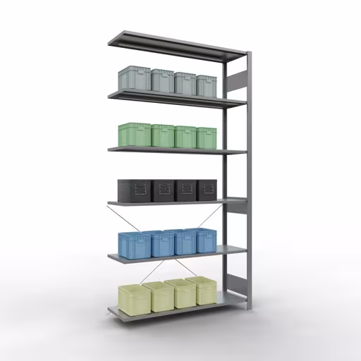 Stecksystem Anbauregal 2500x1300x400 mm, Typ 150 kg, verzinkt mit der Artikelnr. 12746-130 Stecksystem Anbauregal 2500x1300x400 mm, Typ 150 kg, verzinkt von Schulte Lagertechnik aus der Kategorie Stecksystem