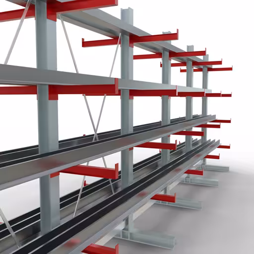 Produktbild Nr 10 des Artikels K 3000 Komplettregal, doppelseitig, 2500 x 6500 x 500 mm, RAL 7001 / RAL 3000, 5 Lagerebenen Abbildung Nr 10 des Artikels K 3000 Komplettregal, doppelseitig, 2500 x 6500 x 500 mm, RAL 7001 / RAL 3000, 5 Lagerebenen aus der Produktgruppe Kragarmregale von der Marke Schulte Lagertechnik