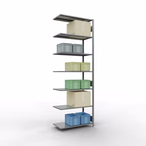 Abbildung Nr 13 des Artikels Anbauregal, Fachbodenregal Stecksystem MULTIplus85, 3000 x 1000 x 500 mm (HxBxT), 7 Fachböden, Längenriegel, verzinkt aus der Produktgruppe Stecksystem von der Marke Schulte Lagertechnik
