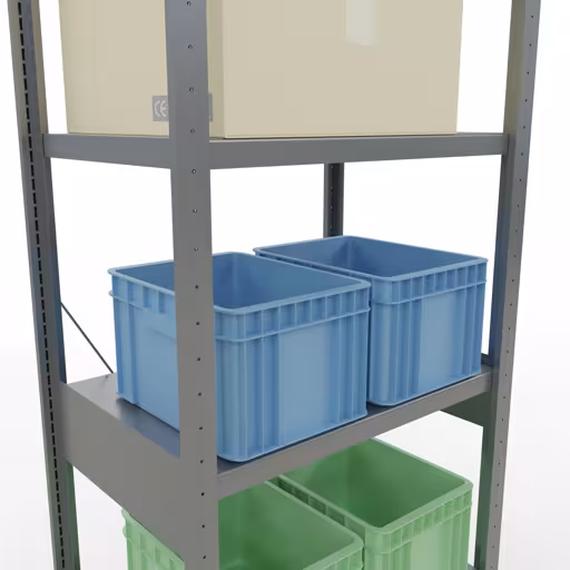 Abbildung Nr 9 des Artikels Grundregal, Fachbodenregal Stecksystem MULTIplus250, 2500 x 750 x 500 mm (HxBxT), 6 Fachböden, Kreuzstrebe, verzinkt aus der Produktgruppe Stecksystem von der Marke Schulte Lagertechnik