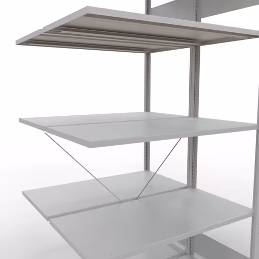 Andere Ansicht des Artikels Anbauregal, Doppelregal, Fachbodenregal Stecksystem MULTIplus150, 2000 x 1000 x (2x500) mm (HxBxT), 2x5 Fachböden, Kreuzstrebe, RAL 7035 lichtgrau aus der Kategorie Fachbodenregale