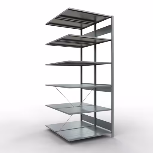 Anbauregal, Doppelregal, Fachbodenregal Stecksystem MULTIplus150, 2500 x 1000 x (2x600) mm (HxBxT), 2x6 Fachböden, Kreuzstrebe, verzinkt aus der Kategorie Doppelregale mit der Artikelnummer 13766