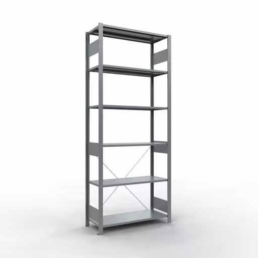 Grundregal, Fachbodenregal Stecksystem MULTIplus150, 2500 x 1000 x 400 mm (HxBxT), 6 Fachböden, Kreuzstrebe, verzinkt aus der Kategorie Grundregal mit der Artikelnummer 12741