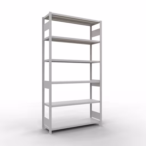 Grundregal, Fachbodenregal Stecksystem MULTIplus250, 2500 x 1300 x 400 mm (HxBxT), 6 Fachböden, Längenriegel, RAL 7035 lichtgrau aus der Kategorie Grundregal mit der Artikelnummer 32841-130-LR