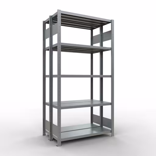 Grundregal, Doppelregal, Fachbodenregal Stecksystem MULTIplus250, 2000 x 1000 x (2x300) mm (HxBxT), 2x5 Fachböden, Längenriegel, verzinkt von Schulte Lagertechnik mit der Artikelnr. 17930