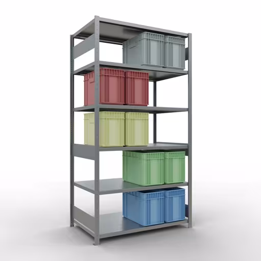 Abbildung Nr 15 des Artikels Grundregal, Fachbodenregal Stecksystem MULTIplus250, 2500 x 1300 x 800 mm (HxBxT), 6 Fachböden, Längenriegel, verzinkt aus der Produktgruppe Stecksystem von der Marke Schulte Lagertechnik