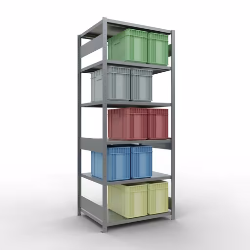 Grundregal, Fachbodenregal Stecksystem MULTIplus250, 2500 x 1000 x 800 mm (HxBxT), 6 Fachböden, Längenriegel, verzinkt von der Marke Schulte Lagertechnik aus der Produktreihe Stecksystem