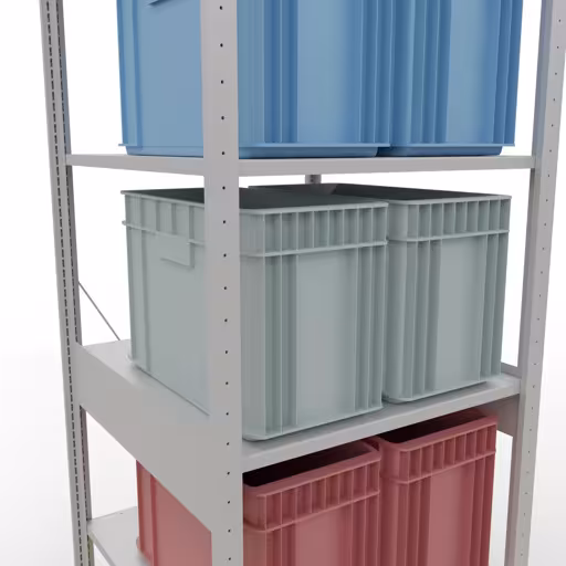 Grundregal, Fachbodenregal Stecksystem MULTIplus150, 2500 x 750 x 800 mm (HxBxT), 6 Fachböden, Kreuzstrebe, RAL 7035 lichtgrau von der Marke Schulte Lagertechnik aus der Produktreihe Stecksystem