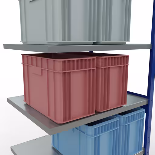 Abbildung Nr 12 des Artikels Anbauregal, Fachbodenregal Stecksystem MULTIplus250, 2500 x 1000 x 800 mm (HxBxT), 6 Fachböden, Längenriegel, RAL 5010 enzianblau/verzinkt aus der Produktgruppe Stecksystem von der Marke Schulte Lagertechnik