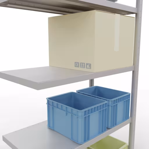 Abbildung Nr 11 des Artikels Anbauregal, Fachbodenregal Stecksystem MULTIplus250, 2000 x 1000 x 500 mm (HxBxT), 5 Fachböden, Längenriegel, RAL 7035 lichtgrau aus der Produktgruppe Stecksystem von der Marke Schulte Lagertechnik