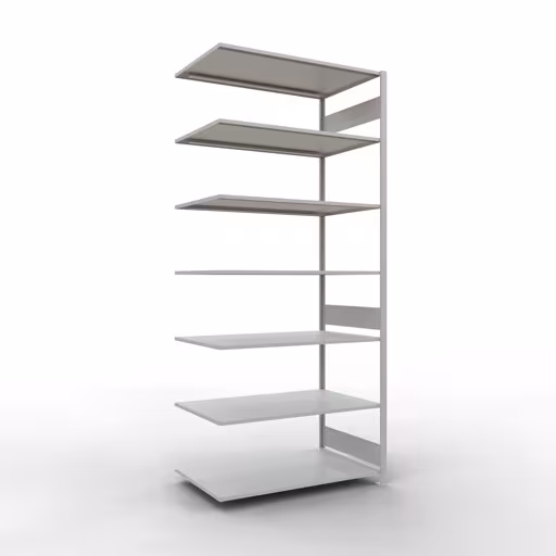 Anbauregal, Fachbodenregal Stecksystem MULTIplus150, 3000 x 1300 x 800 mm (HxBxT), 7 Fachböden, Längenriegel, RAL 7035 lichtgrau aus der Kategorie Anbauregal mit der Artikelnummer 32687-130-LR