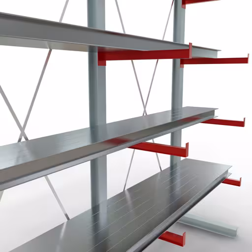 Produktbild Nr 12 des Artikels K 6000 Komplettregal, einseitig, 3000 x 3000 x 750 mm, RAL 7001 / RAL 3000, 5 Lagerebenen Abbildung Nr 12 des Artikels K 6000 Komplettregal, einseitig, 3000 x 3000 x 750 mm, RAL 7001 / RAL 3000, 5 Lagerebenen aus der Produktgruppe Kragarmregale von der Marke Schulte Lagertechnik