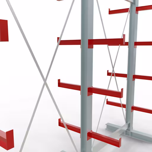 Produktbild Nr 11 des Artikels K 3000 Komplettregal, doppelseitig, 2500 x 2600 x 400 mm, RAL 7001 / RAL 3000, 5 Lagerebenen Abbildung Nr 11 des Artikels K 3000 Komplettregal, doppelseitig, 2500 x 2600 x 400 mm, RAL 7001 / RAL 3000, 5 Lagerebenen aus der Produktgruppe Kragarmregale von der Marke Schulte Lagertechnik