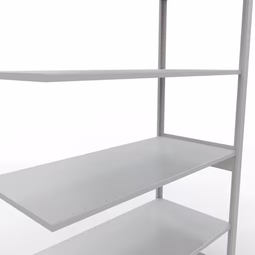 Anbauregal, Fachbodenregal Stecksystem MULTIplus150, 2500 x 1300 x 600 mm (HxBxT), 6 Fachböden, Längenriegel, RAL 7035 lichtgrau von der Marke Schulte Lagertechnik aus der Produktreihe Stecksystem