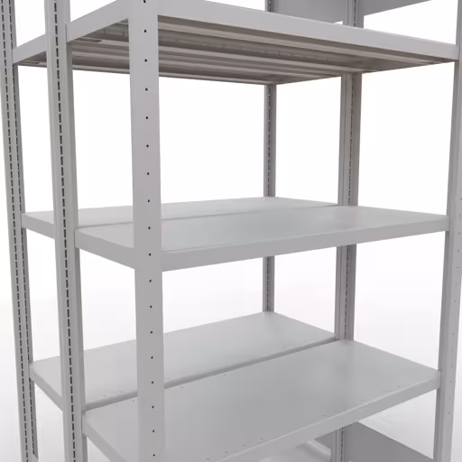 Produktbild Nr.7 des Artikels Grundregal, Doppelregal, Fachbodenregal Stecksystem MULTIplus250, 2000 x 1000 x (2x400) mm (HxBxT), 2x5 Fachböden, Längenriegel, RAL 7035 lichtgrau aus der Produktreihe Fachbodenregale von der Marke Schulte Lagertechnik