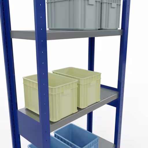 Abbildung Nr 10 des Artikels Grundregal, Fachbodenregal Stecksystem MULTIplus250, 2500 x 750 x 300 mm (HxBxT), 6 Fachböden, Längenriegel, RAL 5010 enzianblau/verzinkt/verzinkt aus der Produktgruppe Stecksystem von der Marke Schulte Lagertechnik