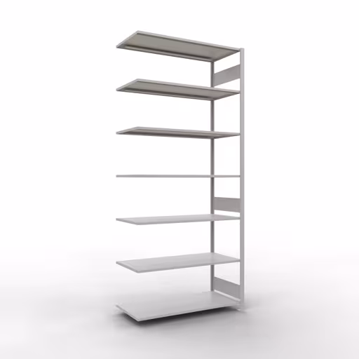 Anbauregal, Fachbodenregal Stecksystem MULTIplus150, 3000 x 1300 x 600 mm (HxBxT), 7 Fachböden, Längenriegel, RAL 7035 lichtgrau aus der Kategorie Anbauregal mit der Artikelnummer 32667-130-LR