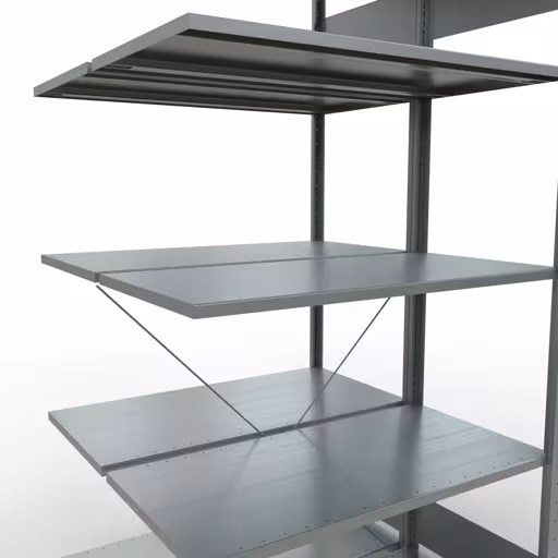 Anbauregal, Doppelregal, Fachbodenregal Stecksystem MULTIplus150, 2000 x 1000 x (2x500) mm (HxBxT), 2x5 Fachböden, Kreuzstrebe, verzinkt von Schulte Lagertechnik aus der Kategorie Fachbodenregale