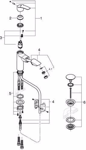 GROHE Einhand-Waschtischbatterie Eurosmart 23976_3 M-Size ausziehbarer Auslauf Push-Open Ablaufgarnitur chrom
