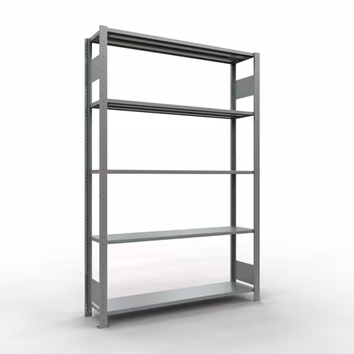 Grundregal, Fachbodenregal Stecksystem MULTIplus150, 2000 x 1300 x 300 mm (HxBxT), 5 Fachböden, Längenriegel, verzinkt aus der Kategorie Grundregal mit der Artikelnummer 12730-130-LR