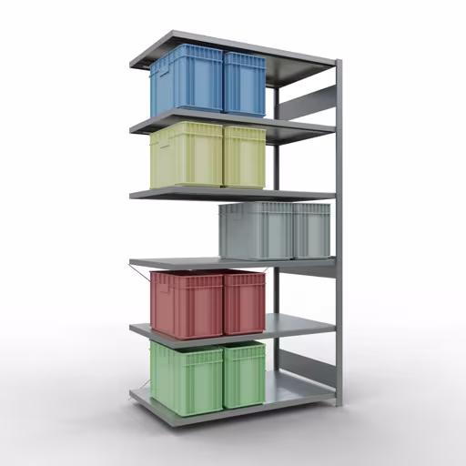 Produktbild Nr 15 des Artikels Stecksystem Anbauregal 2500x1300x800 mm, Typ 250 kg, verzinkt Abbildung Nr 15 des Artikels Stecksystem Anbauregal 2500x1300x800 mm, Typ 250 kg, verzinkt aus der Produktgruppe Stecksystem von der Marke Schulte Lagertechnik