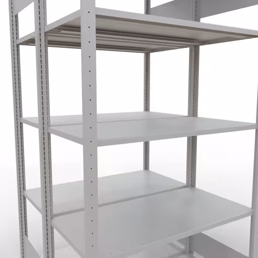 Grundregal, Doppelregal, Fachbodenregal Stecksystem MULTIplus150, 2000 x 1000 x (2x500) mm (HxBxT), 2x5 Fachböden, Längenriegel, RAL 7035 lichtgrau von der Marke Schulte Lagertechnik aus der Produktreihe Fachbodenregale
